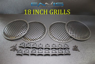 (4) 18 INCH STEEL SPEAKER SUB SUBWOOFER GRILL MESH COVER W/ CLIPS SCREWS GR-18