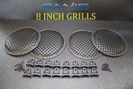 (4) 8 INCH STEEL SPEAKER SUB SUBWOOFER GRILL MESH COVER W/ CLIPS SCREWS GLKT-8