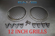 2 12 INCH STEEL SPEAKER SUB SUBWOOFER GRILL MESH COVER W/ CLIPS SCREWS FAST SHIP