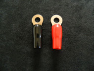 2 PACK 0 GAUGE RING TERMINALS 5/16 HOLE POWER GROUND RED BLACK CRIMP CONNECTOR