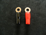 2 PACK 8 GAUGE RING TERMINALS 5/16 HOLE POWER GROUND RED BLACK CRIMP CONNECTOR