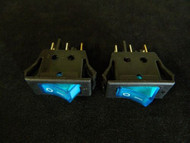 2 PACK ROCKER SWITCH ON OFF MINI TOGGLE BLUE LED 12V 16 AMP EC-1220BL