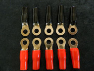 20 PACK 6 GAUGE RING TERMINALS 5/16 HOLE POWER GROUND RED BLACK CRIMP CONNECTOR