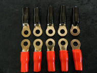 20 PACK 8 GAUGE RING TERMINALS 5/16 HOLE POWER GROUND RED BLACK CRIMP CONNECTOR