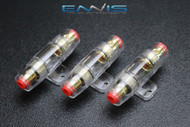 3 PACK AGU FUSE HOLDER 4 6 8 10 GAUGE IN LINE GLASS FUSES AWG WIRE GOLD