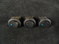 3 PACK ROUND ON OFF ROCKER SWITCH MINI TOGGLE BLUE LED 3/4 MOUNT HOLE EC-1213BL