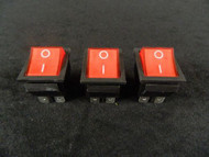 3 PACK ROCKER SWITCH RED LED DPST ON OFF 15 AMP 250 V 20 AMP 125 V 6 PIN EC-620