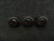 3 PK ROUND ROCKER SWITCH 3/4 MOUNT HOLE 16 AMP 12V 3 PIN RED LED TOGGLE IBRRSR