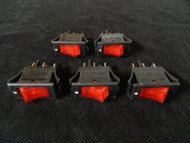 5 PACK ROCKER SWITCH ON OFF MINI TOGGLE RED LED 12V 16 AMP EC-1220RD