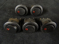 5 PACK ROUND ON OFF ROCKER SWITCH MINI TOGGLE RED LED 3/4 MOUNT HOLE EC-1213RD