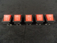 5 PACK ROCKER SWITCH RED LED DPST ON OFF 15 AMP 250 V 20 AMP 125 V 6 PIN EC-620