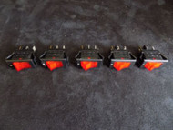5 PCS ROCKER SWITCH ON ON MINI TOGGLE RED LED 3P SPST 125V 15 AMP EC-315