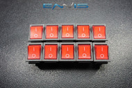 10 PCS ROCKER SWITCH RED LED DPST ON OFF 15 AMP 250 V 20 AMP 125 V 6 PIN EC-620