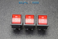 3 PCS ROCKER SWITCH RED LED DPDT ON OFF ON 15 AMP 250V 20 AMP 125V 6 PIN EC-623