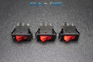 3 PCS ROCKER SWITCH ON OFF MINI TOGGLE RED LED 12V 16 AMP EC-1220RD