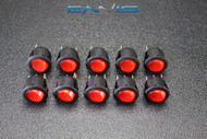 10 PCS ROUND ON OFF ROCKER SWITCH MINI TOGGLE RED LED 3/4 MOUNT HOLE EC-1215RD