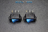 2 PCS ROCKER SWITCH ON OFF MINI TOGGLE BLUE LED 12V 16 AMP MOUNT HOLE EC-1220BL