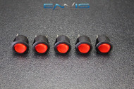 5 PCS ROUND ON OFF ROCKER SWITCH MINI TOGGLE RED LED 3/4 MOUNT HOLE EC-1215RD