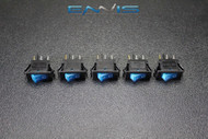 5 PCS ROCKER SWITCH ON OFF MINI TOGGLE BLUE LED 12V 16 AMP MOUNT HOLE EC-1220BL