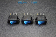 3 PCS ROCKER SWITCH ON OFF MINI TOGGLE BLUE LED 12V 16 AMP MOUNT HOLE EC-1220BL