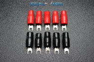 10 PCS 4 GAUGE SPADE TERMINALS POWER GROUND RED BLACK CRIMP CONNECTOR