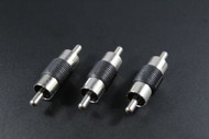 3 PACK RCA BARREL BUTT CONNECTOR COUPLER MALE TO MALE AUDIO CABLE WIRE
