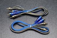 2 PCS 3 FT RCA WIRE BLUE GRAY 2 CHANNEL CAR HOME AUDIO INTERCONNECT STEREO BLS
