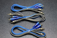 3 PCS 3 FT RCA WIRE BLUE GRAY 2 CHANNEL CAR HOME AUDIO INTERCONNECT STEREO BLS