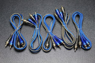 5 PCS 3 FT RCA WIRE BLUE GRAY 2 CHANNEL CAR HOME AUDIO INTERCONNECT STEREO BLS