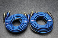 2 PCS 15 FT RCA WIRE BLUE GRAY 2 CHANNEL CAR AMP HOME AUDIO STEREO BLS-15