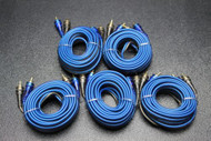 5 PCS 15 FT RCA WIRE BLUE GRAY 2 CHANNEL CAR AMP HOME AUDIO STEREO BLS-15