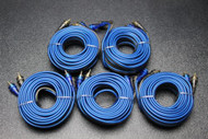 5 PCS 20 FT RCA WIRE BLUE GRAY 2 CHANNEL CAR AMP HOME AUDIO STEREO BLS-20