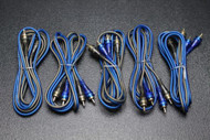 5 PCS 6 FT RCA WIRE BLUE GRAY 2 CHANNEL CAR HOME AUDIO INTERCONNECT STEREO BLS-6