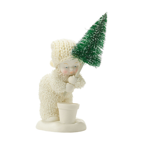 A Little Extra T-L-C Snowbaby with Sisal Tree - 4042170 - Department 56 - Introduced in 2014 - Snowbabies Into The Woods Collection - christophersgiftshop.com