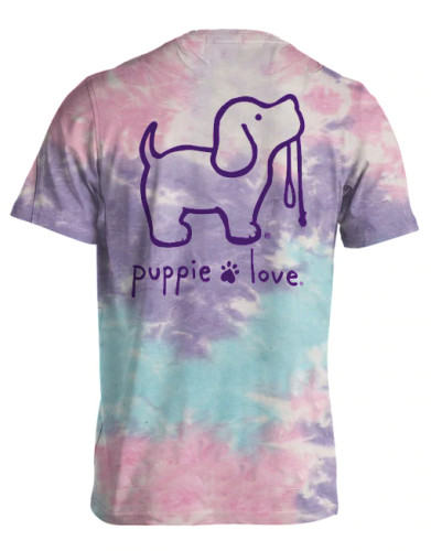 Cotton Candy Tie Dye Puppie Love Short Sleeved T-Shirt Back - SPL278 - Puppie Love - christophersgiftshop.com