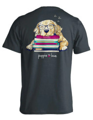 Reading Pup Puppie Love Short Sleeved T-Shirt Back - SPL871 - Puppie Love - christophersgiftshop.com
