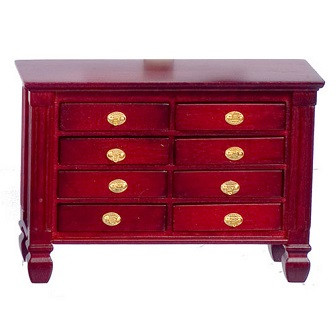 Dollhouse Miniature Wood Dresser In Mahogany~ Lots of Drawers ~ T3821