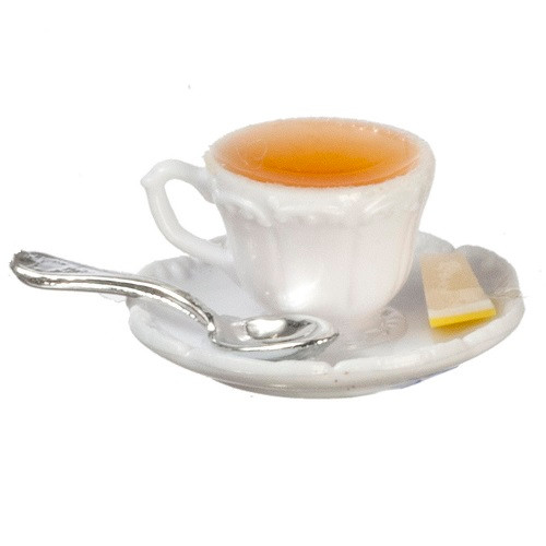 Dollhouse Miniature Cup of Coffee with Saucer and Spoon ~ CB172