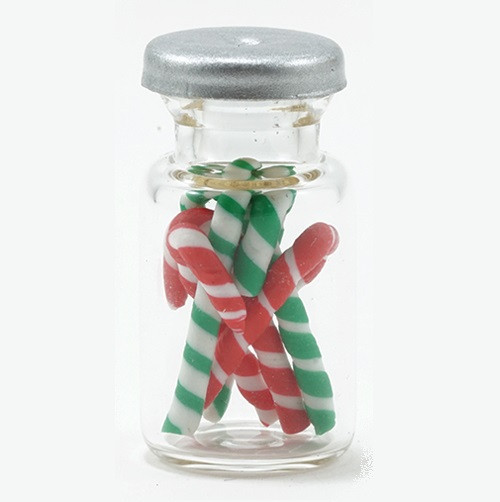 IM65000 Filled Candy Cane Jar Jeepers Dollhouse Miniatures