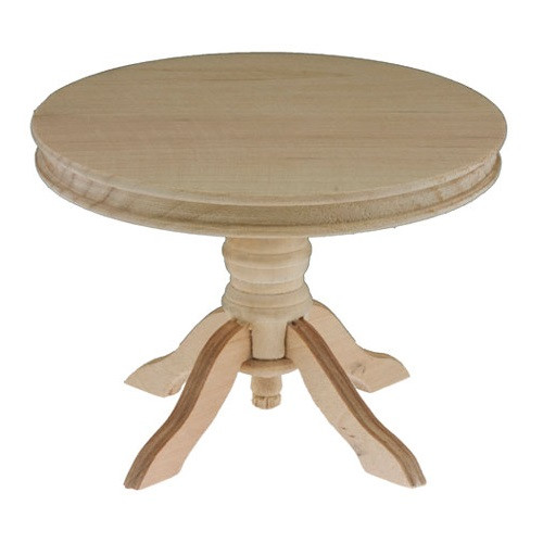 Unfinished Round Pedestal Dining Table Jeepers Dollhouse Miniatures