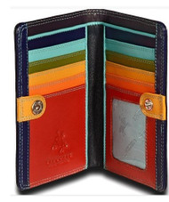 Visconti Eva CB9 Bifold Womens Black or Red Multi Colored Soft Leather Slim B...