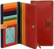 Visconti Gwen CB10 Womens Large Black or Red Multi Colored Soft Leather Bifol...
