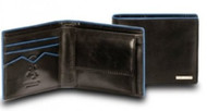 Visconti Alps-31- Mens Black Bi-fold Leather Wallet + Blue Contrast Edging