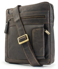Visconti 16116 Distressed Messenger Shoulder Bag Handbag in Oiled Leather (Br...