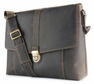 Visconti Vince 16129 Large Oiled Distressed Leather Messenger Bag Case (Brown)