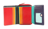 Visconti SP25 Small Multi Colored Trifold Soft Leather Wallet Purse (Red Multi)