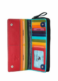 Visconti Spectrum 35 Black Multi Color Ladies Soft Leather Checkbook Wallet A...