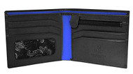 Visconti Parma PM-101 Mens Classic Bi-fold Coin Zipper Wallet (Black/Cobalt)