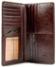 Visconti VCN20 LUXURY Quality Tan Leather Bifold Tall Travel Checkbook ID Wallet