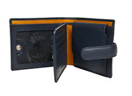 Visconti Parma PM-102 Mens Classic Bi-fold ID Wallet/Coin Pouch (Blue/Mustard)